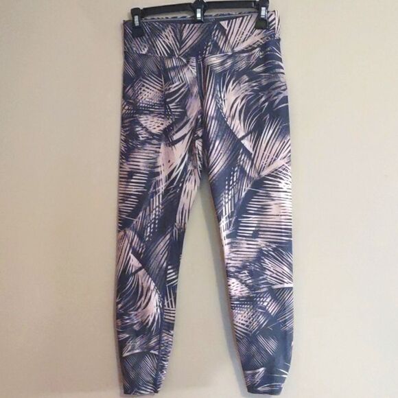 Calvin Klein Women's Sz S Blush Navy Palm Tropical Capri jogger waistband pocket - Picture 1 of 6